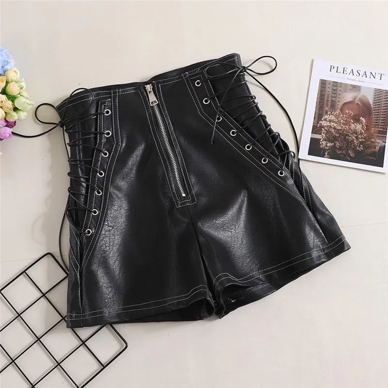 Naomi Tie Leather Shorts