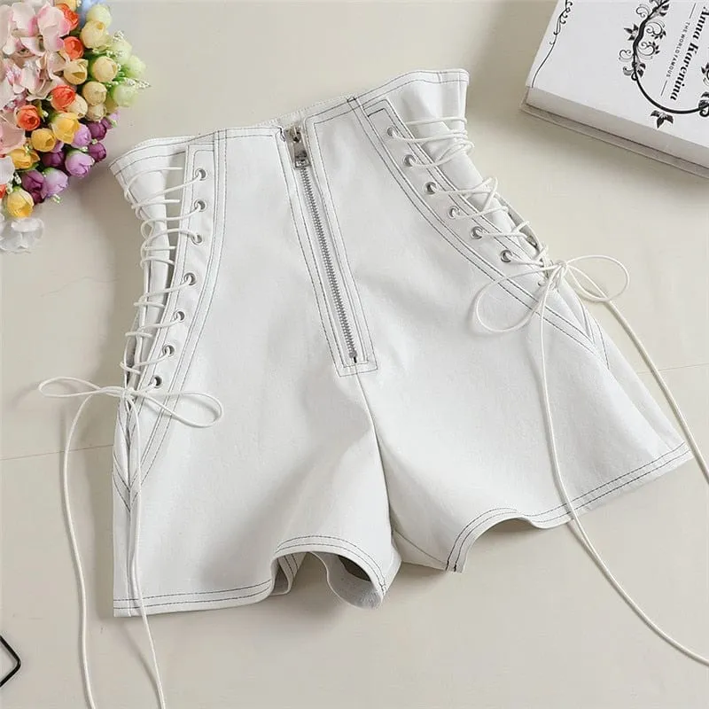 Naomi Tie Leather Shorts