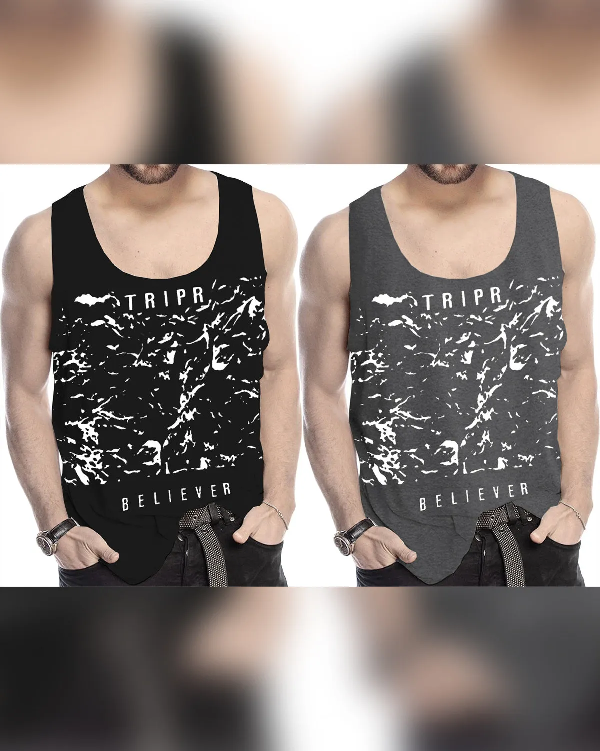 (Pack of 2) Men Printed Vest / Multicolor