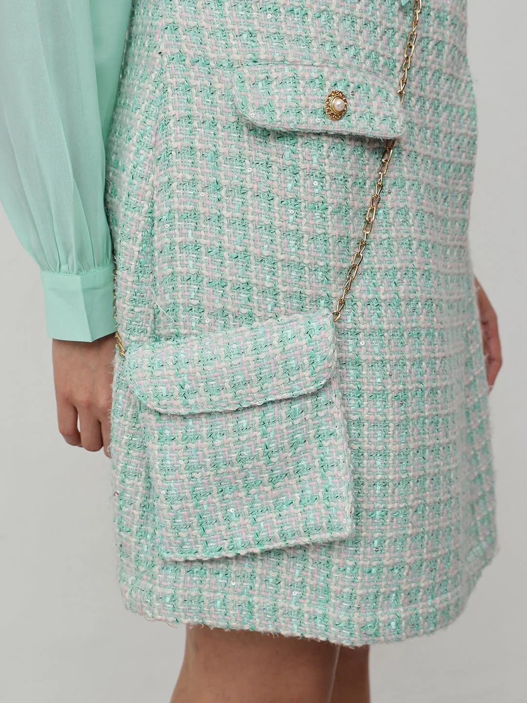 Plaid Tweed 2-Pc Designer Dress