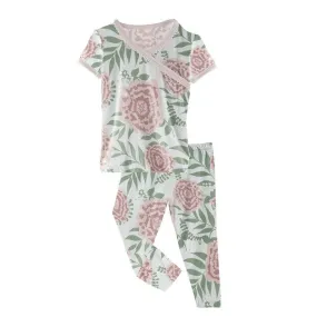 Print Bamboo Short Sleeve Scallop Kimono Pajama Set - Fresh Air Florist