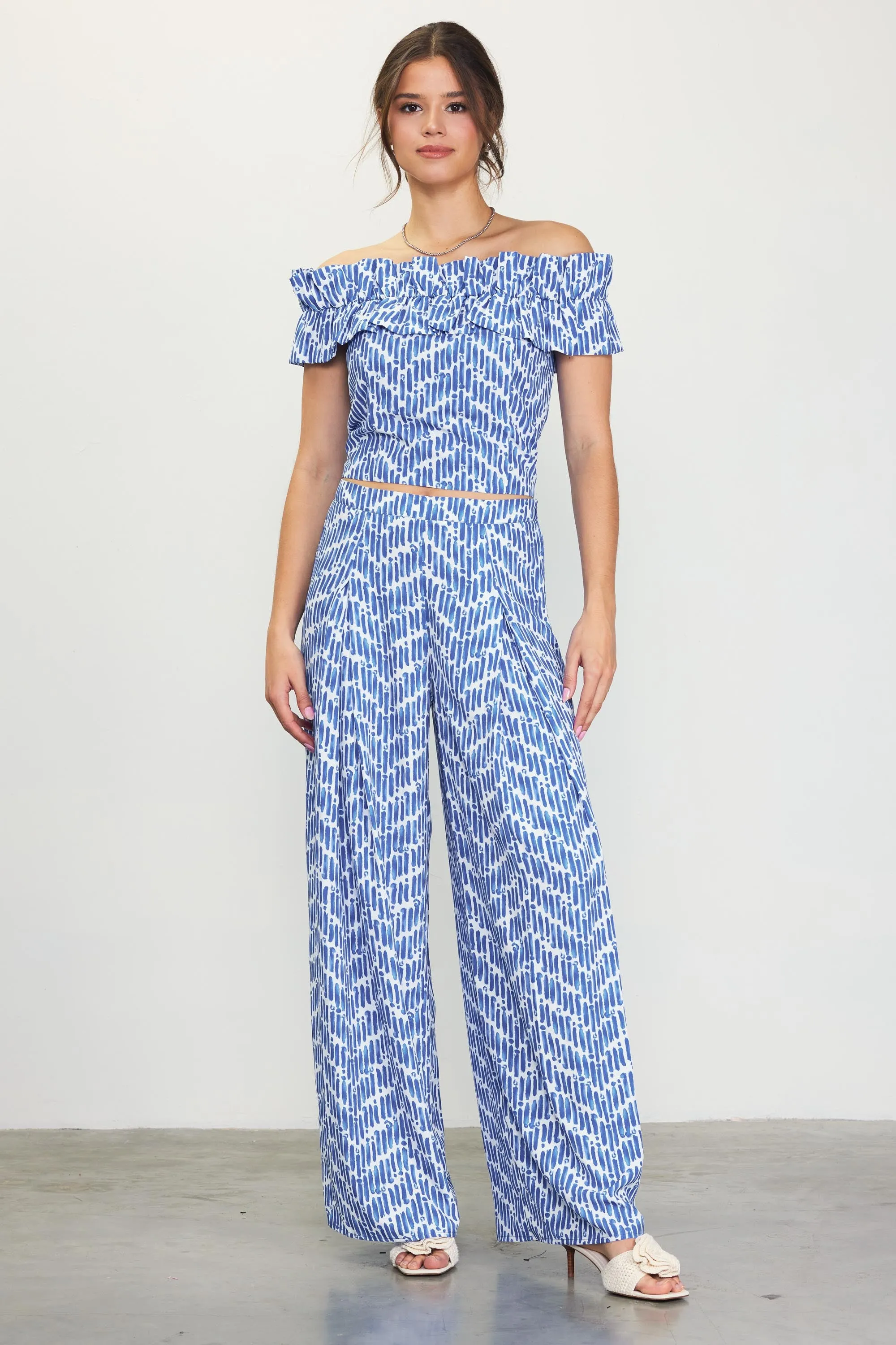 Printed Wide-Leg Pants