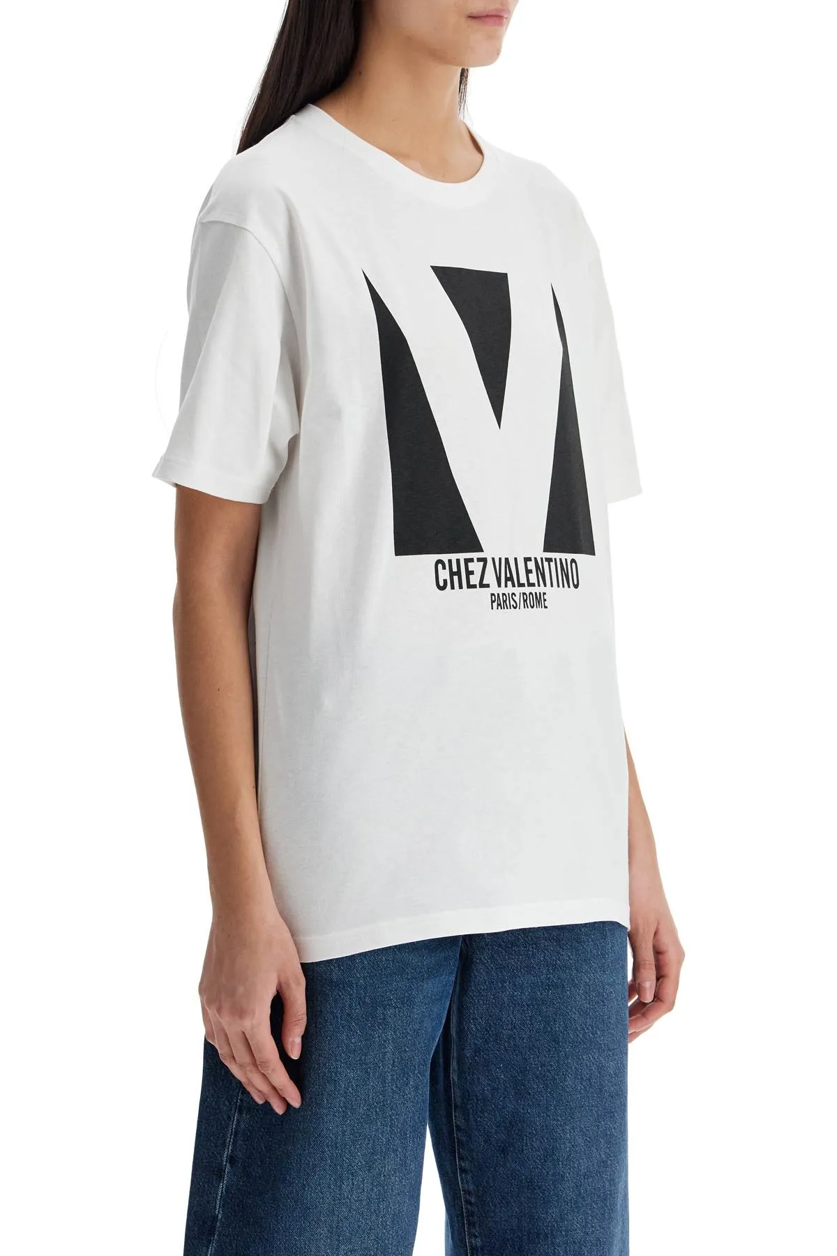 "chez valentino printed t 6B3MG24H95W AVORIO