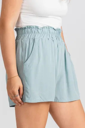 Ruffle waist shorts pastel teal