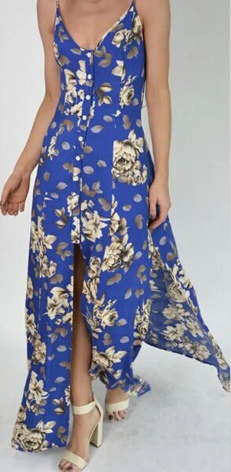 Sexy Spaghetti Strap Irregular Long Dress