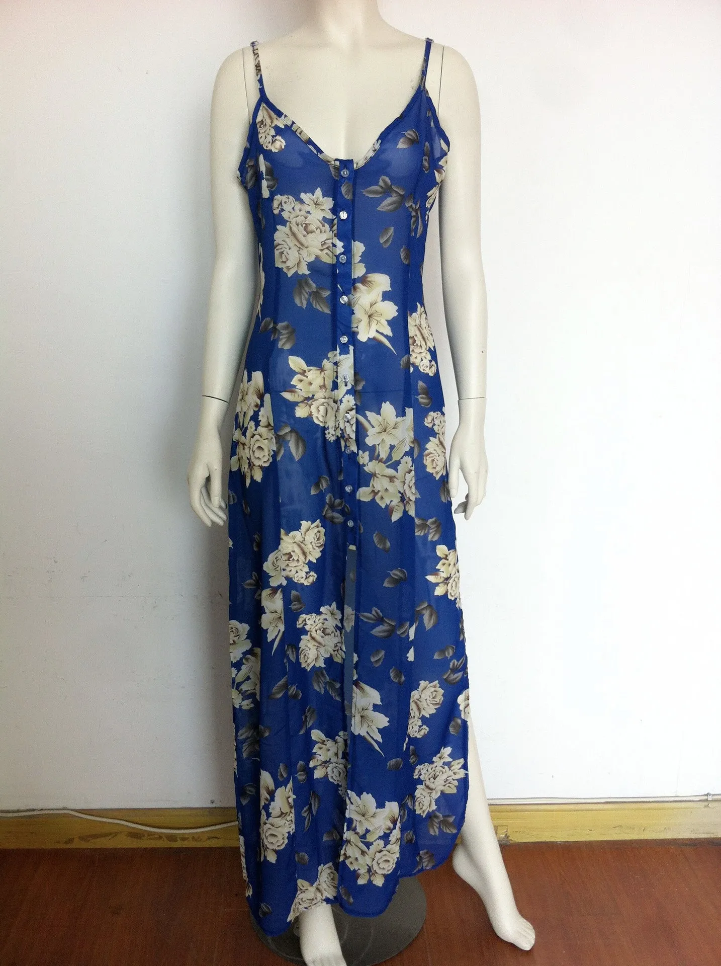 Sexy Spaghetti Strap Irregular Long Dress