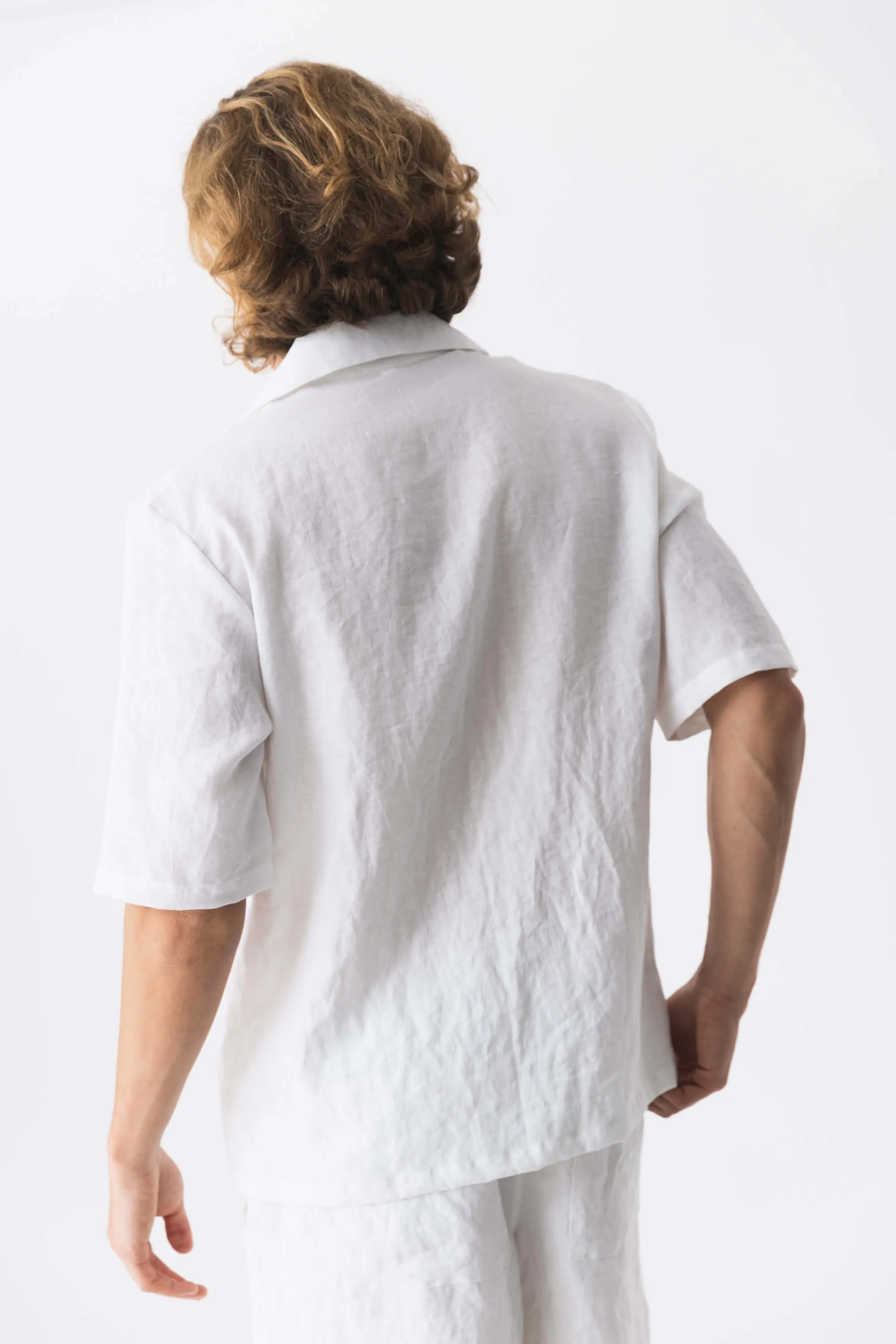 Short-sleeved linen pajamas icy blue - Emanuel