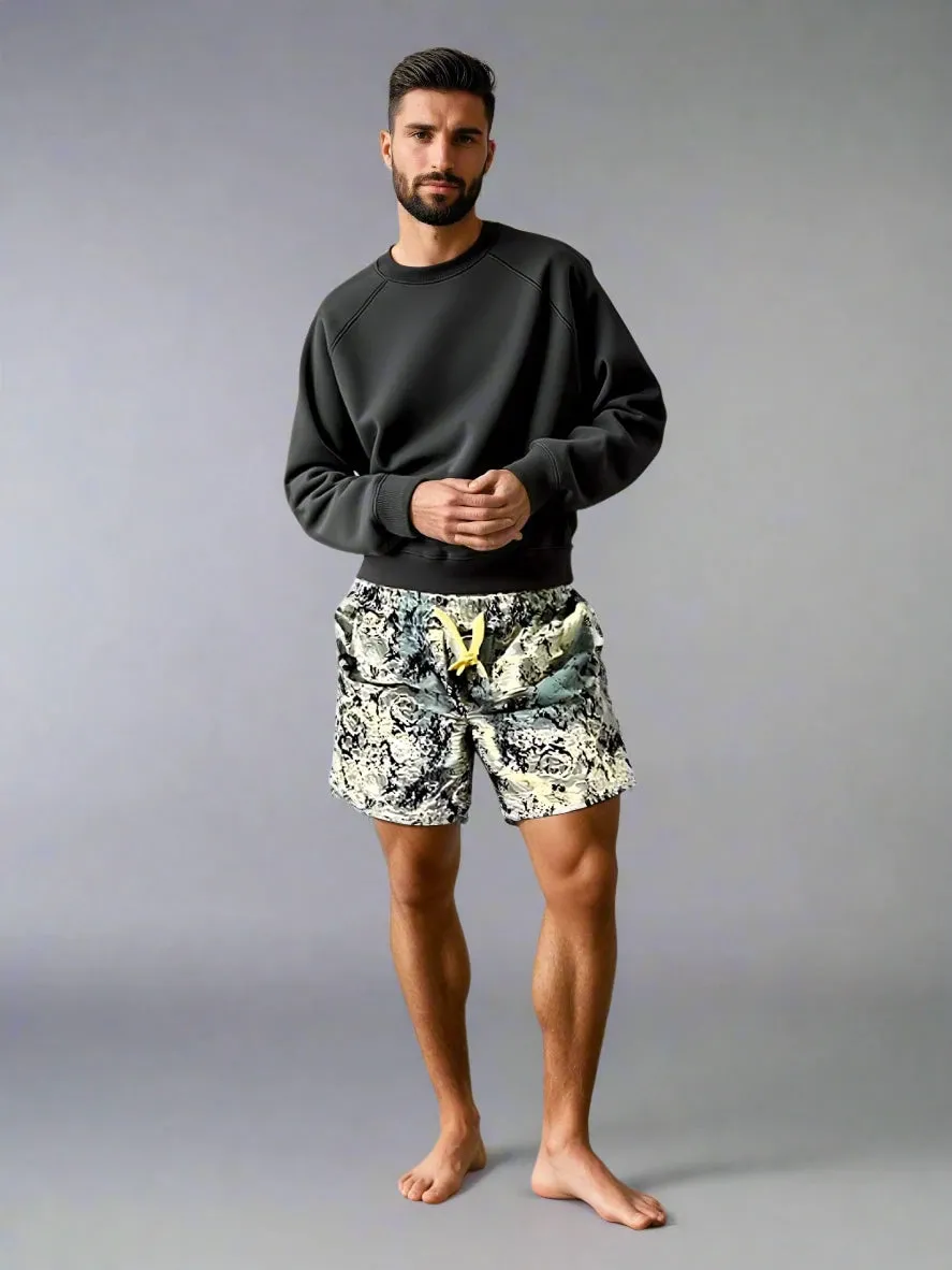 Summer Loose Shorts Couple Popular Versatile Casual Straight Men'S Flower Oil Painting Beach Shorts Hawaiian Casual Silk Shorts