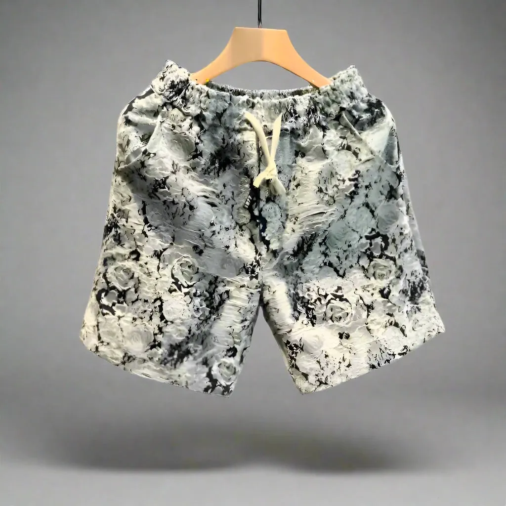 Summer Loose Shorts Couple Popular Versatile Casual Straight Men'S Flower Oil Painting Beach Shorts Hawaiian Casual Silk Shorts