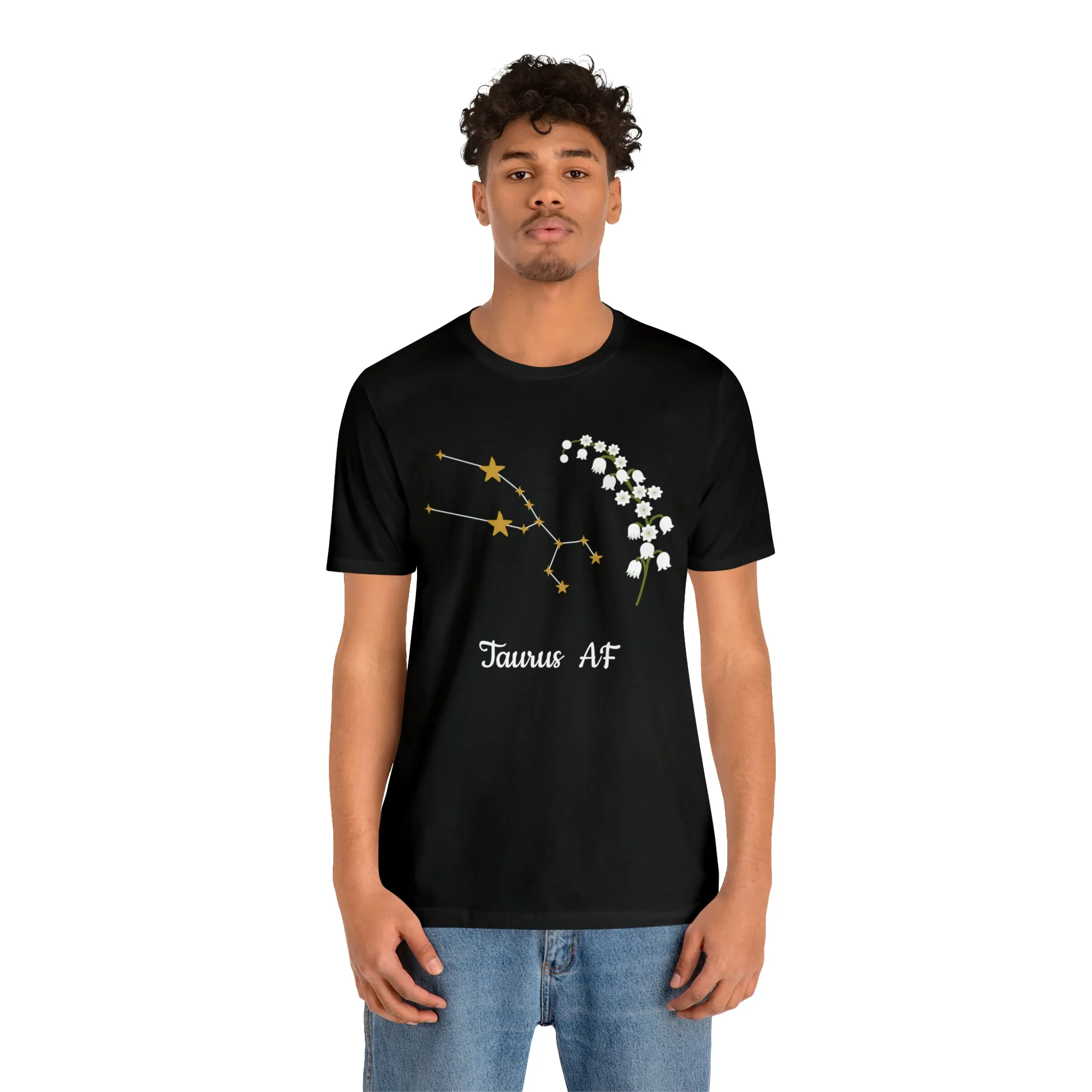 Taurus Stars & Flowers AF T-Shirt | Fun Taurus T-Shirt | Zodiac T-Shirt | Zodiac Sign Shirt | Astrology | Star Sign | Unisex Jersey Short Sleeve Tee