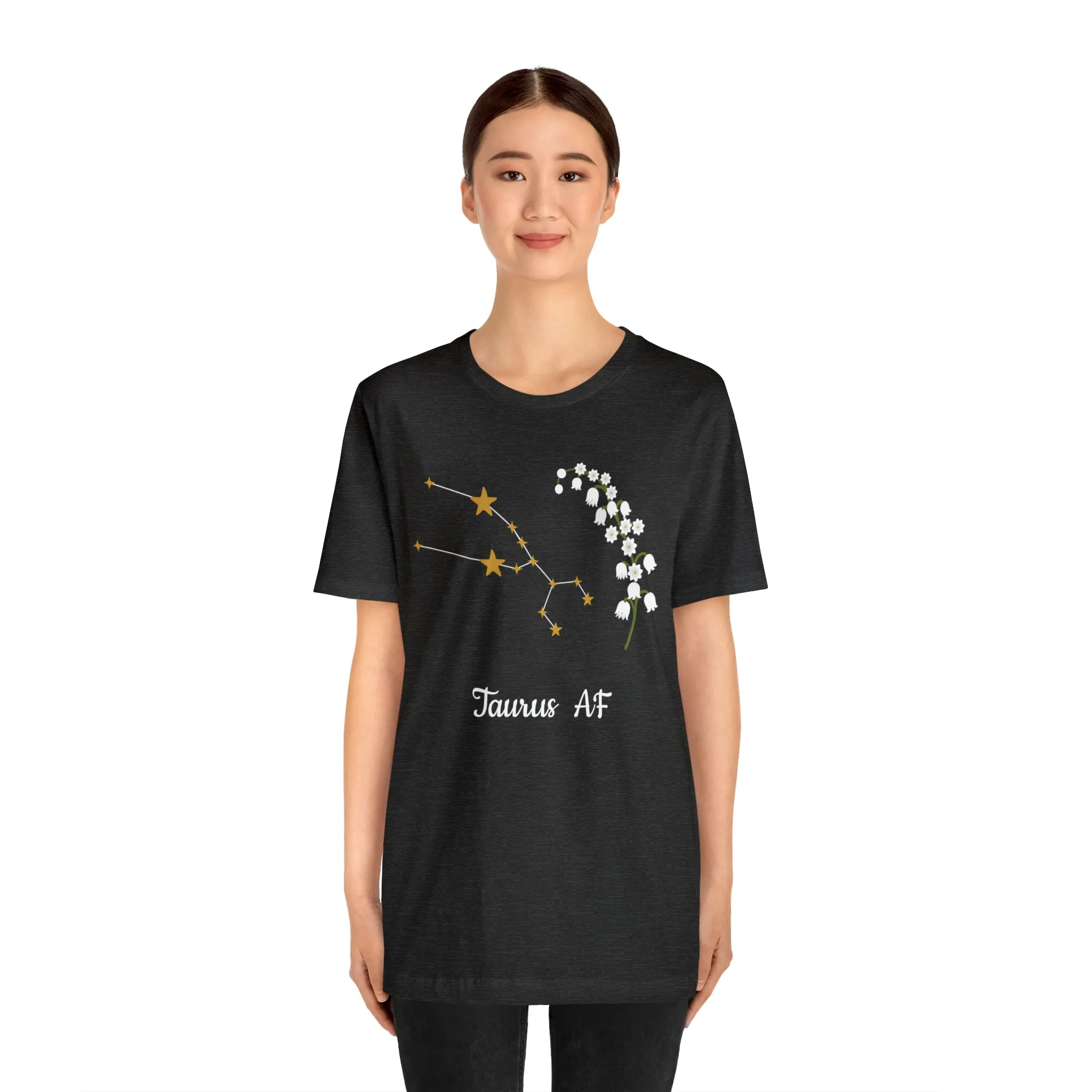 Taurus Stars & Flowers AF T-Shirt | Fun Taurus T-Shirt | Zodiac T-Shirt | Zodiac Sign Shirt | Astrology | Star Sign | Unisex Jersey Short Sleeve Tee