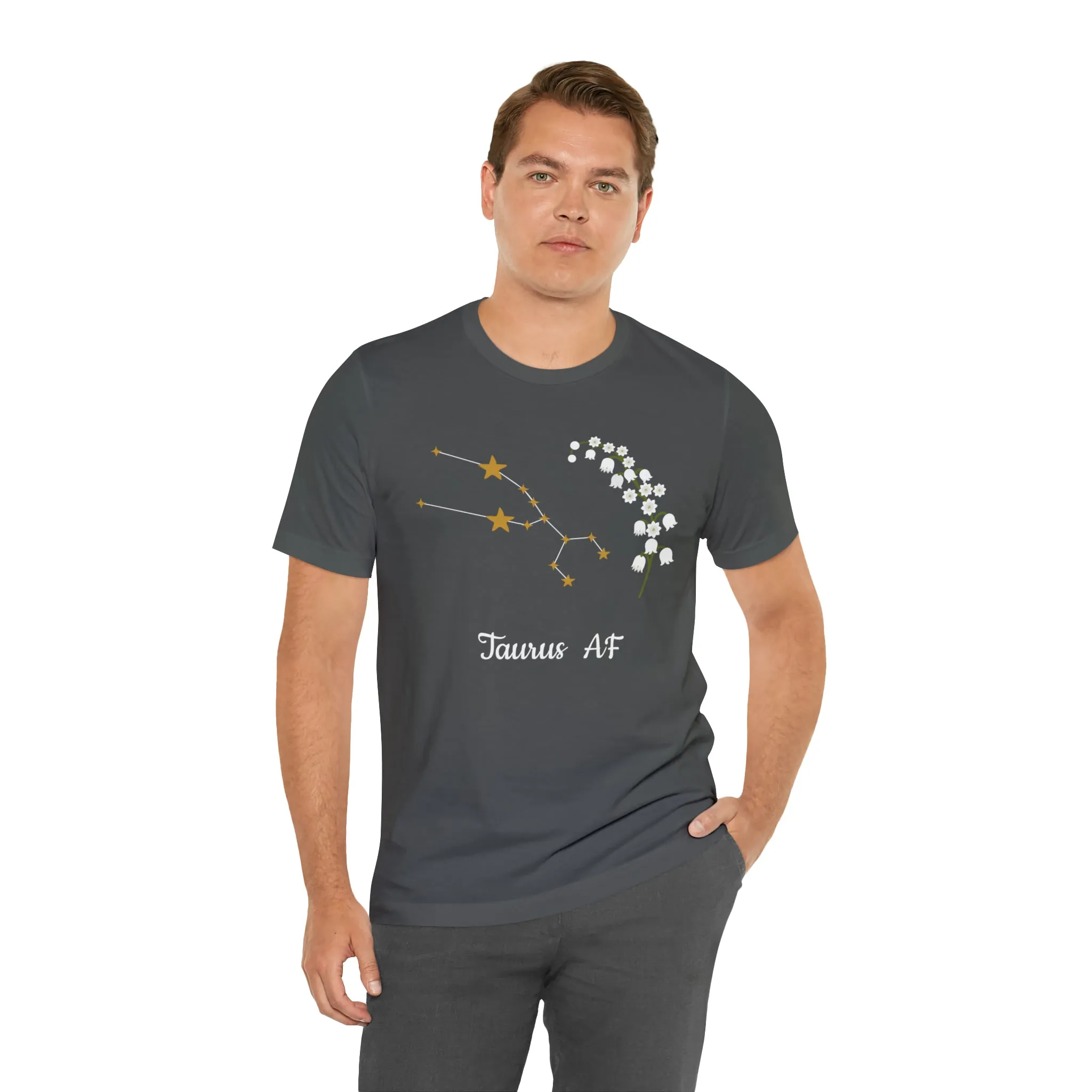Taurus Stars & Flowers AF T-Shirt | Fun Taurus T-Shirt | Zodiac T-Shirt | Zodiac Sign Shirt | Astrology | Star Sign | Unisex Jersey Short Sleeve Tee