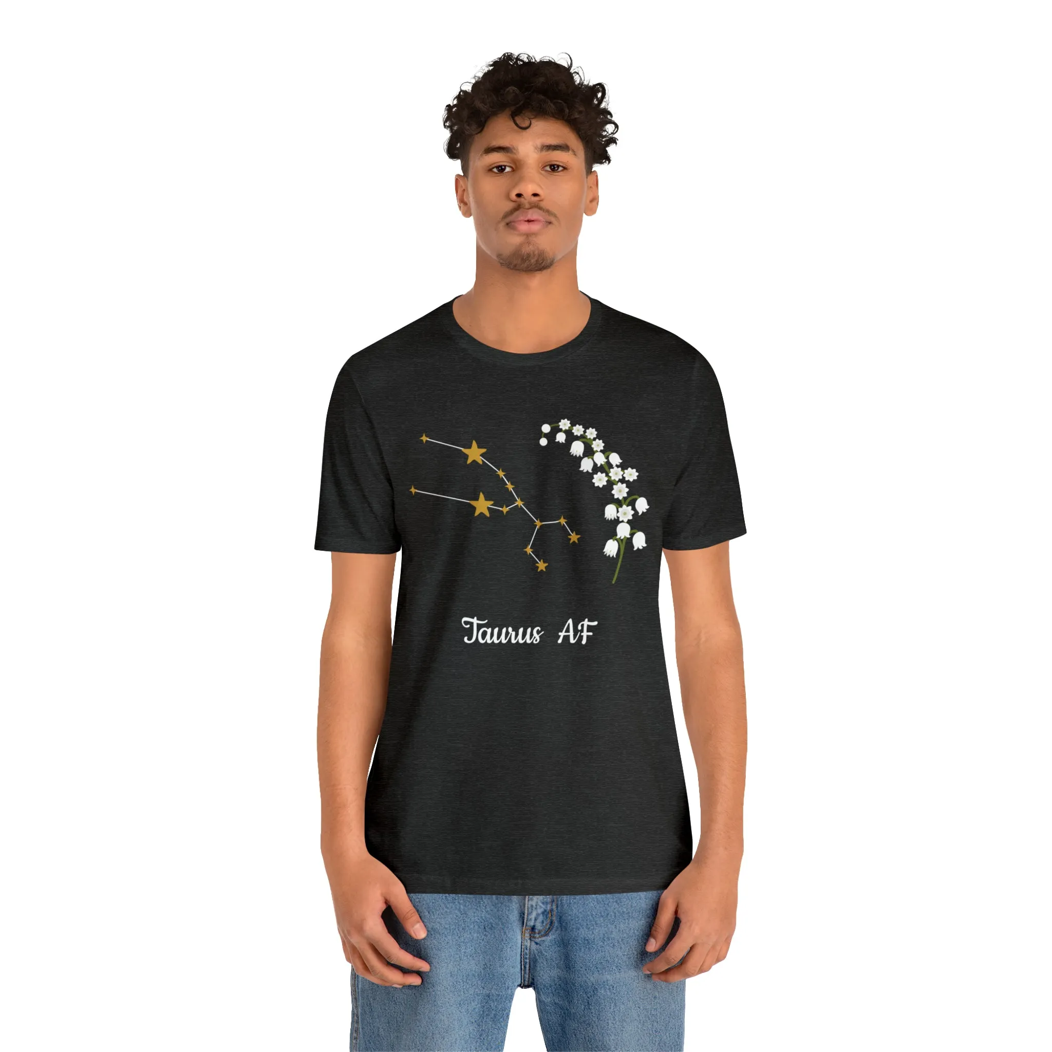 Taurus Stars & Flowers AF T-Shirt | Fun Taurus T-Shirt | Zodiac T-Shirt | Zodiac Sign Shirt | Astrology | Star Sign | Unisex Jersey Short Sleeve Tee