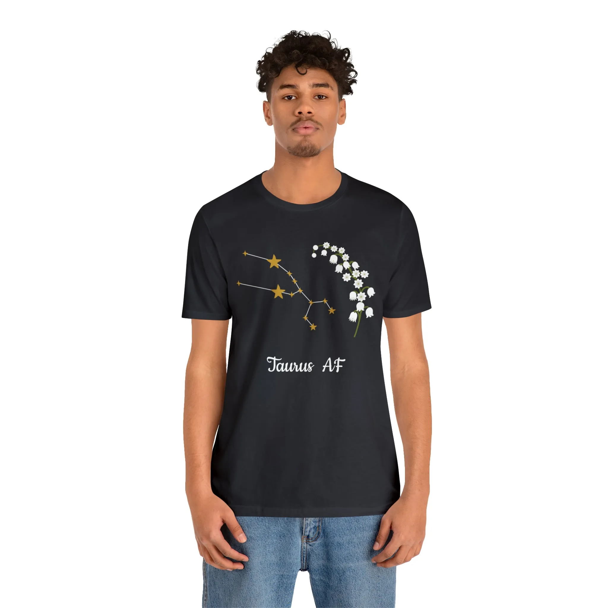 Taurus Stars & Flowers AF T-Shirt | Fun Taurus T-Shirt | Zodiac T-Shirt | Zodiac Sign Shirt | Astrology | Star Sign | Unisex Jersey Short Sleeve Tee