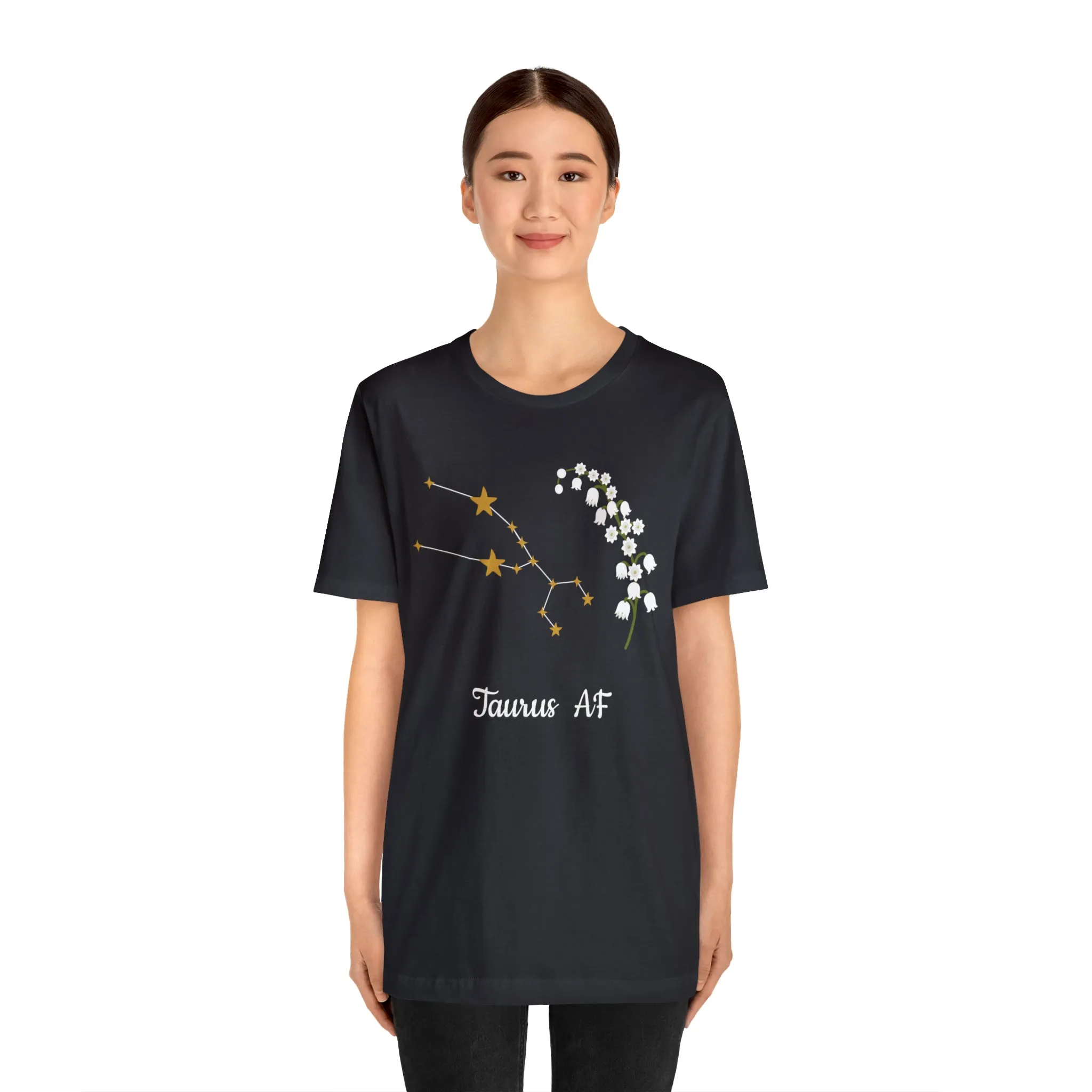 Taurus Stars & Flowers AF T-Shirt | Fun Taurus T-Shirt | Zodiac T-Shirt | Zodiac Sign Shirt | Astrology | Star Sign | Unisex Jersey Short Sleeve Tee