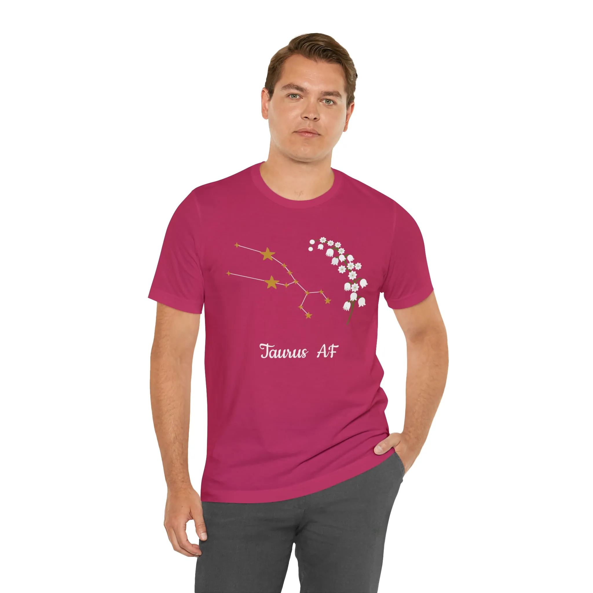 Taurus Stars & Flowers AF T-Shirt | Fun Taurus T-Shirt | Zodiac T-Shirt | Zodiac Sign Shirt | Astrology | Star Sign | Unisex Jersey Short Sleeve Tee