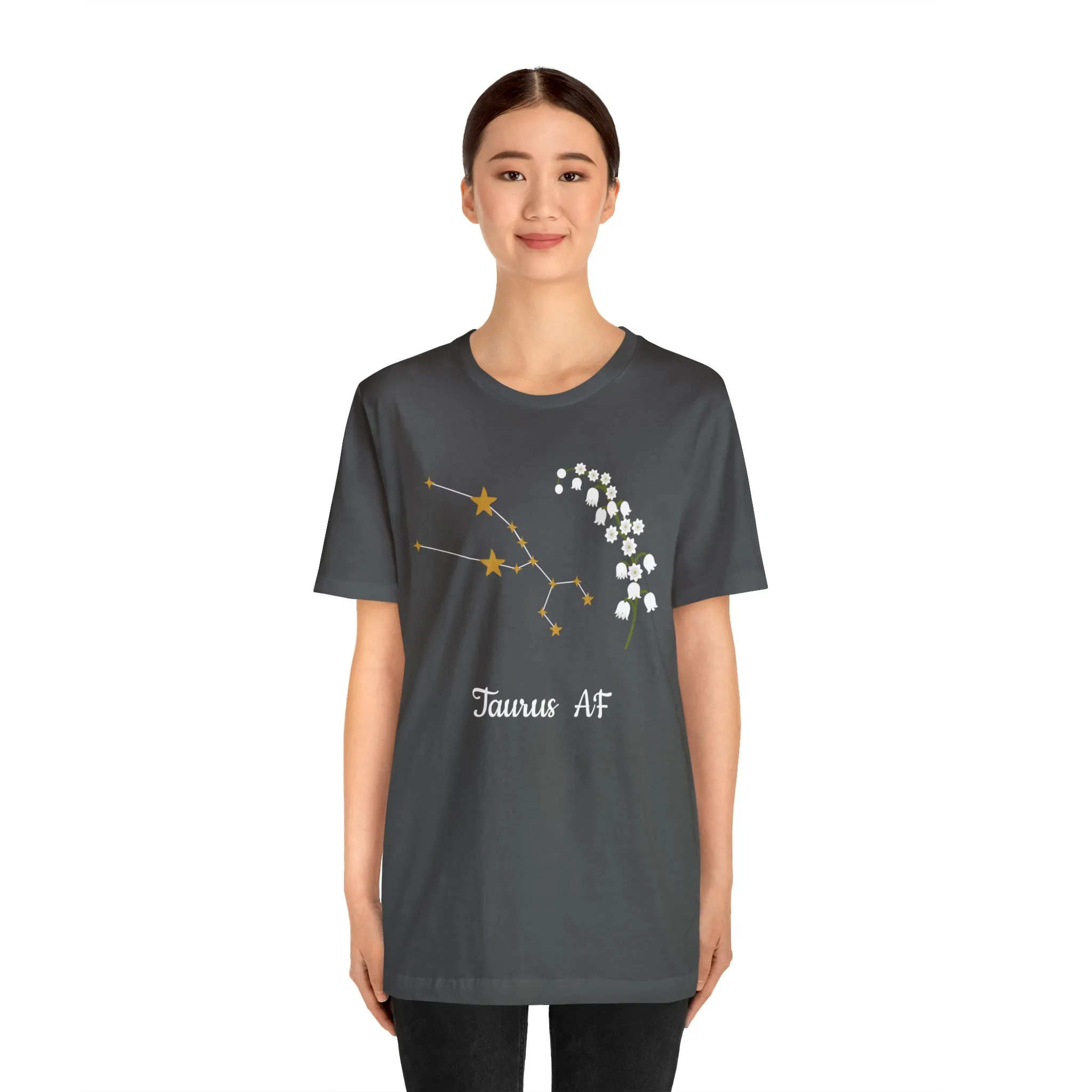 Taurus Stars & Flowers AF T-Shirt | Fun Taurus T-Shirt | Zodiac T-Shirt | Zodiac Sign Shirt | Astrology | Star Sign | Unisex Jersey Short Sleeve Tee