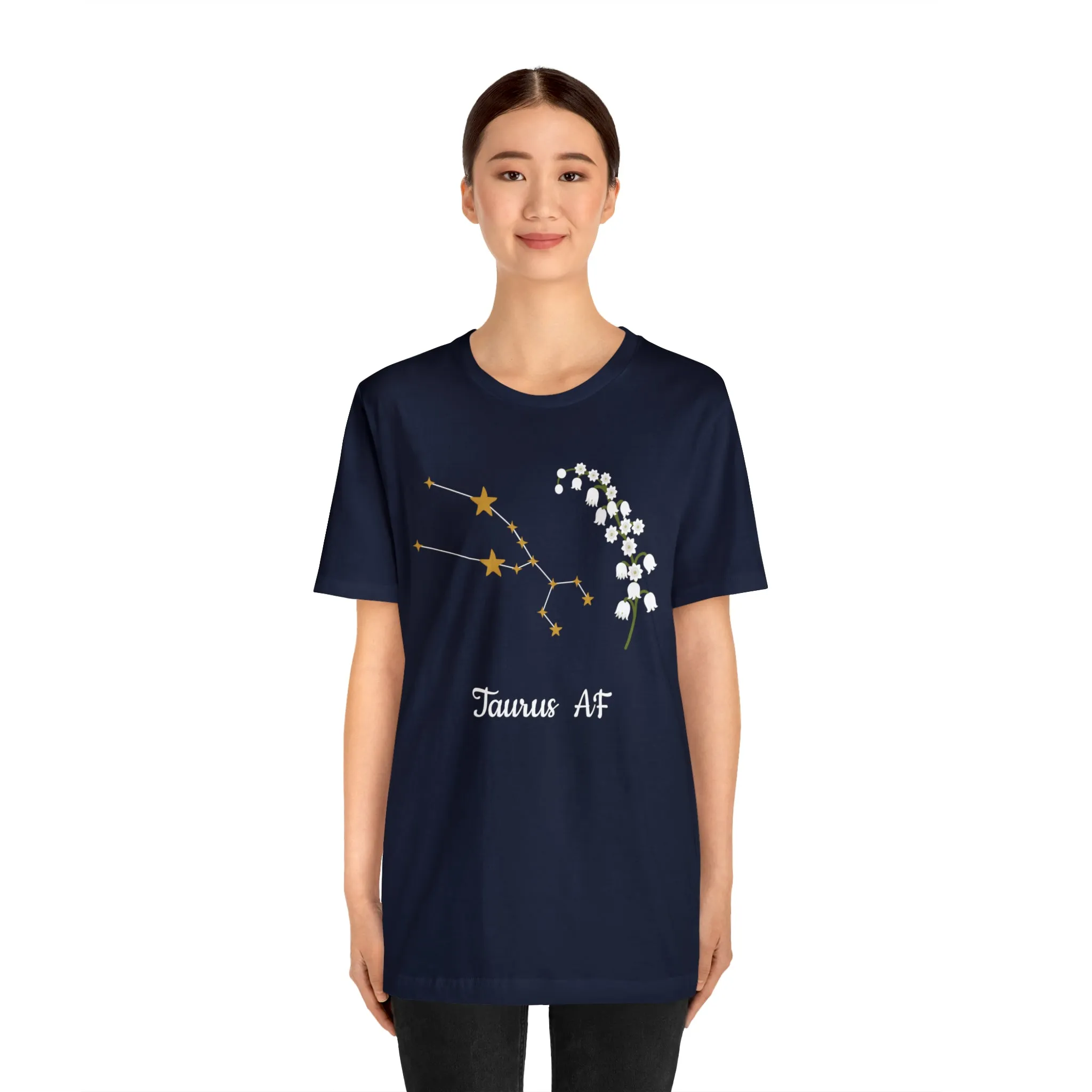 Taurus Stars & Flowers AF T-Shirt | Fun Taurus T-Shirt | Zodiac T-Shirt | Zodiac Sign Shirt | Astrology | Star Sign | Unisex Jersey Short Sleeve Tee