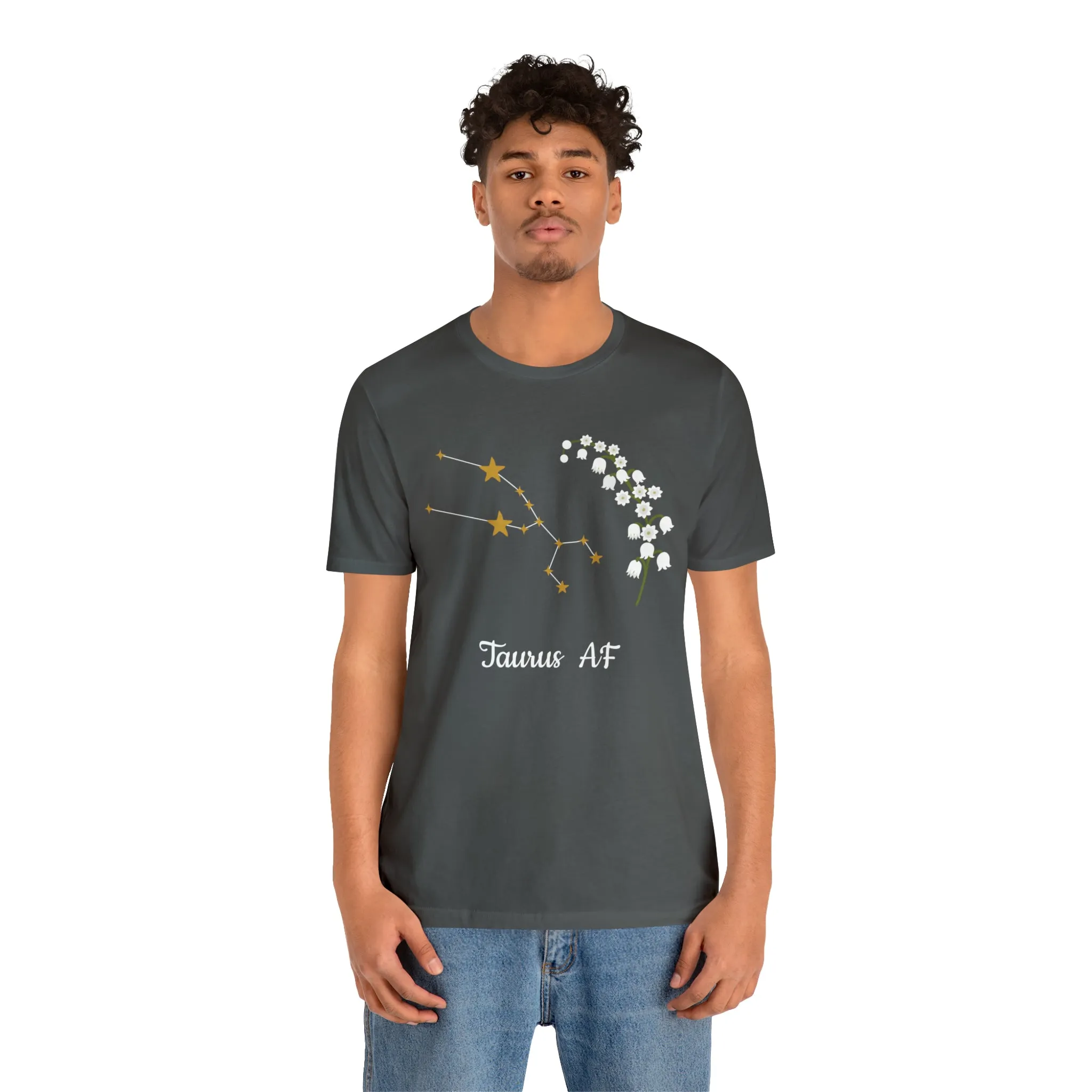 Taurus Stars & Flowers AF T-Shirt | Fun Taurus T-Shirt | Zodiac T-Shirt | Zodiac Sign Shirt | Astrology | Star Sign | Unisex Jersey Short Sleeve Tee