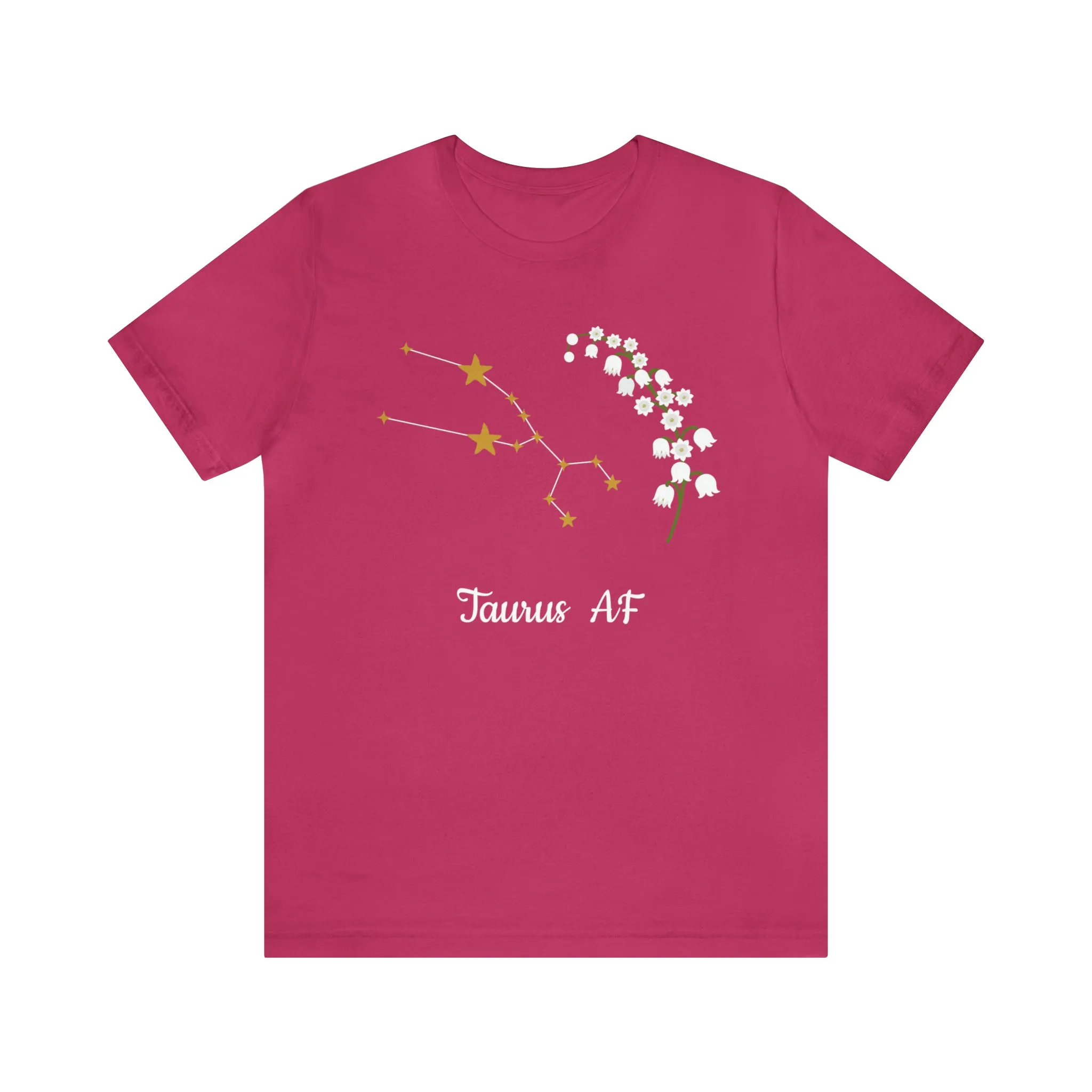 Taurus Stars & Flowers AF T-Shirt | Fun Taurus T-Shirt | Zodiac T-Shirt | Zodiac Sign Shirt | Astrology | Star Sign | Unisex Jersey Short Sleeve Tee