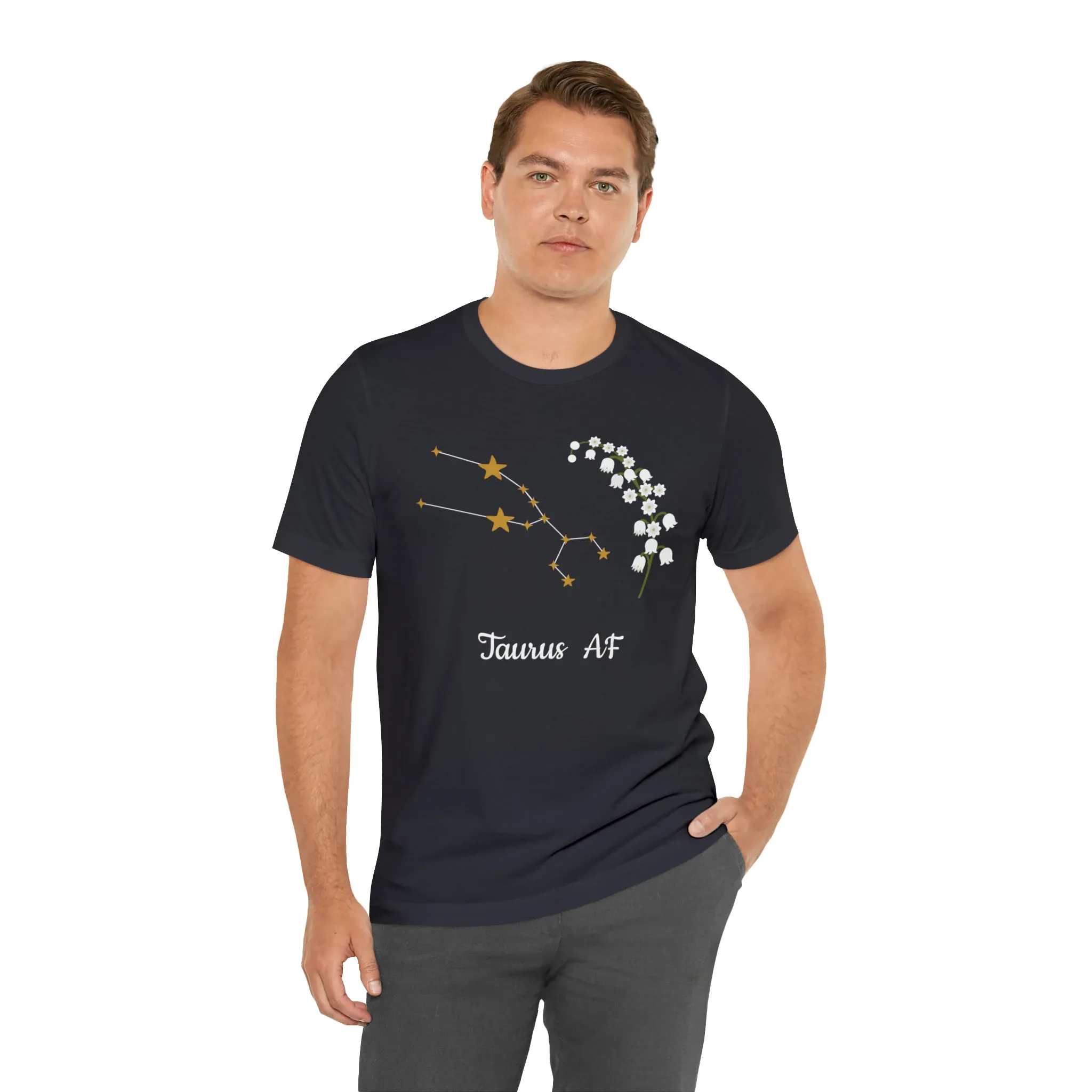 Taurus Stars & Flowers AF T-Shirt | Fun Taurus T-Shirt | Zodiac T-Shirt | Zodiac Sign Shirt | Astrology | Star Sign | Unisex Jersey Short Sleeve Tee