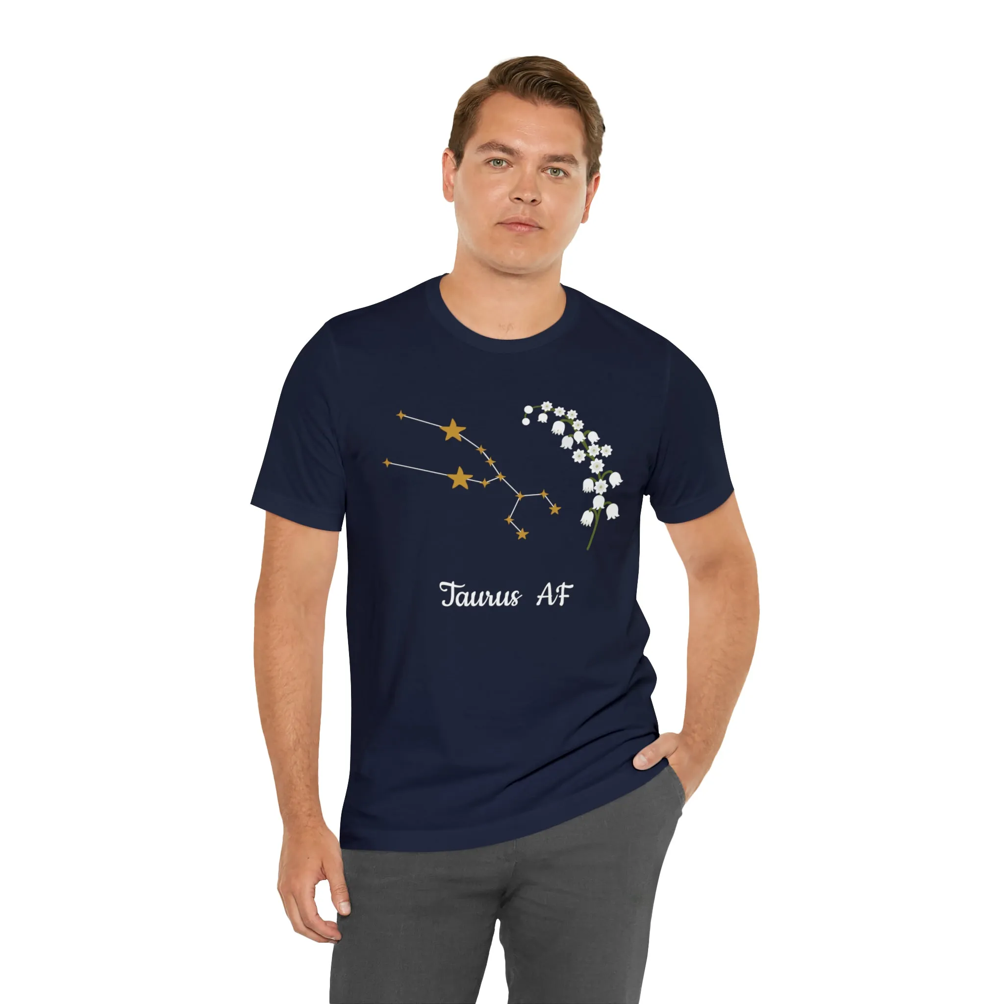 Taurus Stars & Flowers AF T-Shirt | Fun Taurus T-Shirt | Zodiac T-Shirt | Zodiac Sign Shirt | Astrology | Star Sign | Unisex Jersey Short Sleeve Tee