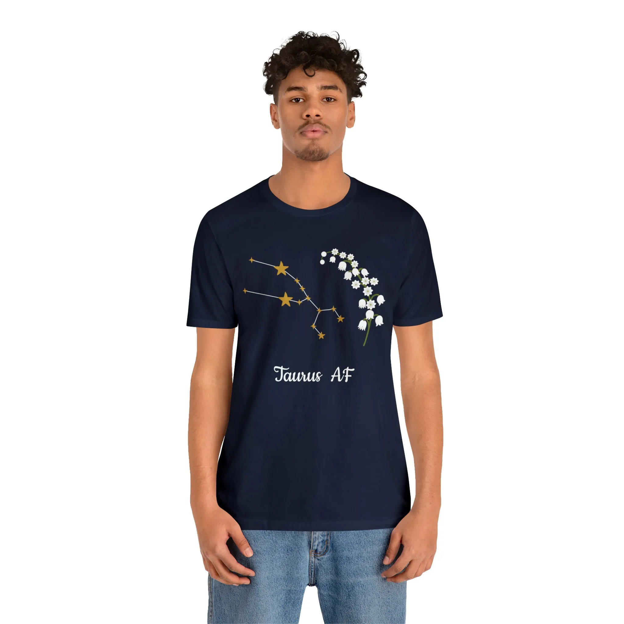 Taurus Stars & Flowers AF T-Shirt | Fun Taurus T-Shirt | Zodiac T-Shirt | Zodiac Sign Shirt | Astrology | Star Sign | Unisex Jersey Short Sleeve Tee