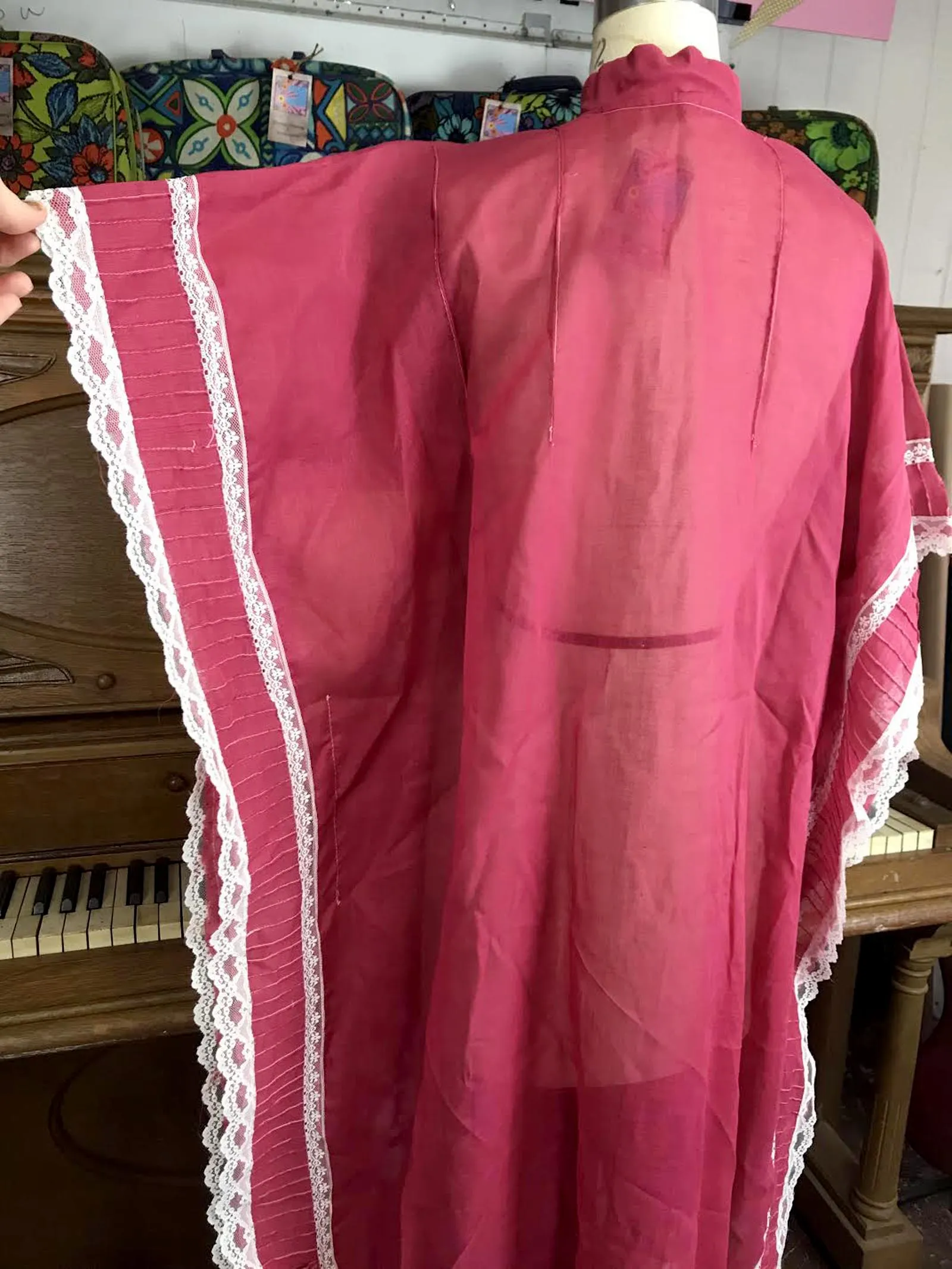 Vintage 70s | Embroidered Caftan Kaftan Muumuu Boho Hippie Dress | Free Size
