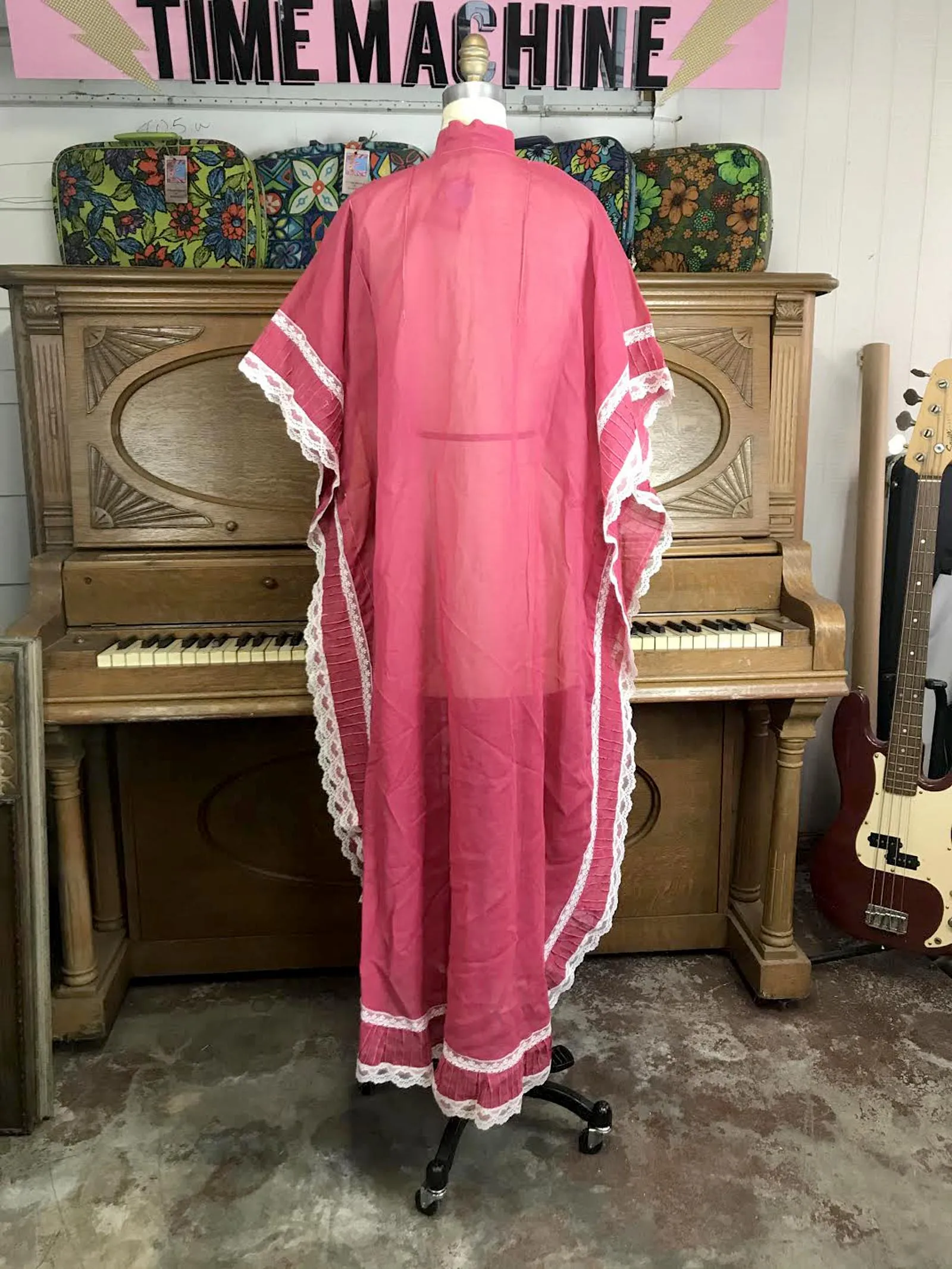 Vintage 70s | Embroidered Caftan Kaftan Muumuu Boho Hippie Dress | Free Size