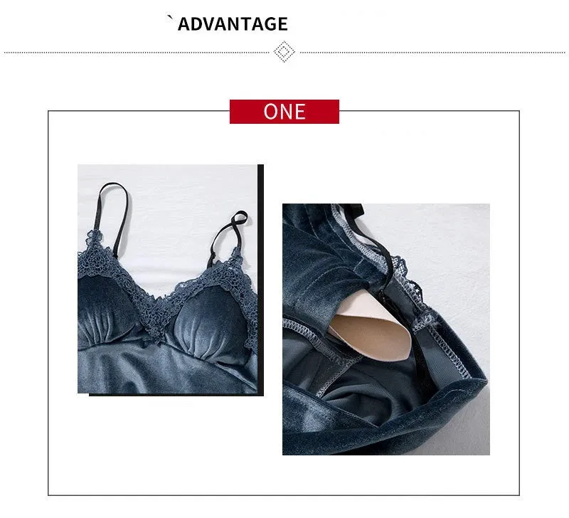 Women 4Pcs TOP Casual Velour Home Pajamas Set
