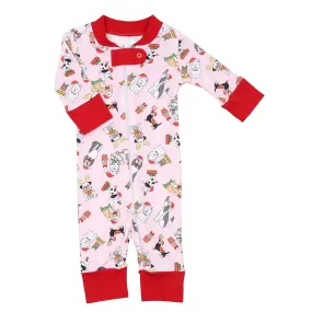 Yappy Christmas Zipper Pajamas - Pink