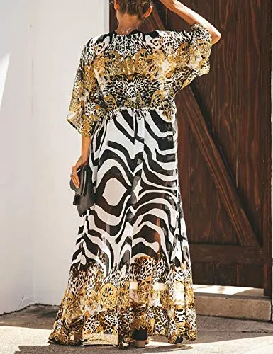 Zebra & Leopard Print Kimono: Women's Beach Cover-Up with Belt